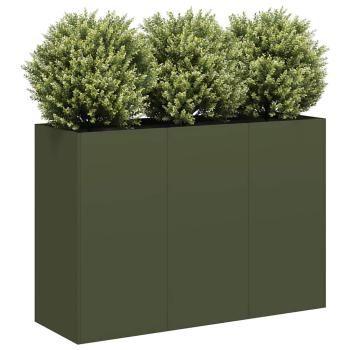 ARDEBO.de - Pflanzkübel Olivgrün 120x40x80 cm Kaltgewalzter Stahl