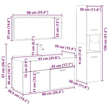 4-tlg. Badmöbel-Set Altholz-Optik Holzwerkstoff