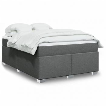 ARDEBO.de - Boxspringbett mit Matratze Dunkelgrau 140x190 cm Stoff
