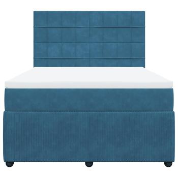 ARDEBO.de - Boxspringbett mit Matratze Blau 140x190 cm Samt