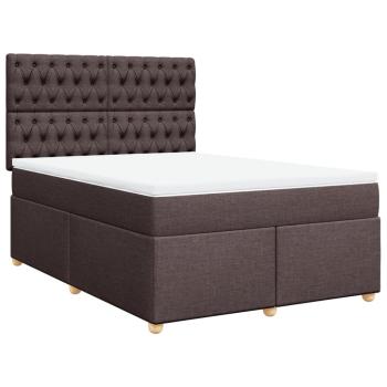 ARDEBO.de - Boxspringbett mit Matratze Dunkelbraun 140x190 cm Stoff