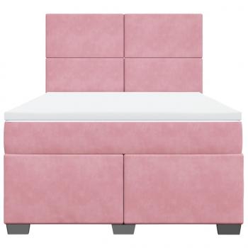 Boxspringbett mit Matratze Rosa 140x190 cm Samt