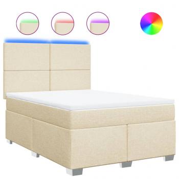 Boxspringbett mit Matratze Creme 140x190 cm Stoff