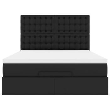 Ottoman-Bett mit Matratze Schwarz 140x190 cm Kunstleder