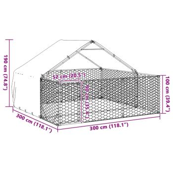 Outdoor-Hundezwinger mit Auslauf 3x3x1,9 m Verzinkter Stahl