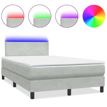 ARDEBO.de - Boxspringbett mit Matratze Hellgrau 120x220 cm Samt