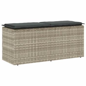 ARDEBO.de - Gartenbank mit Kissen Hellgrau 110x40x44 cm Poly Rattan