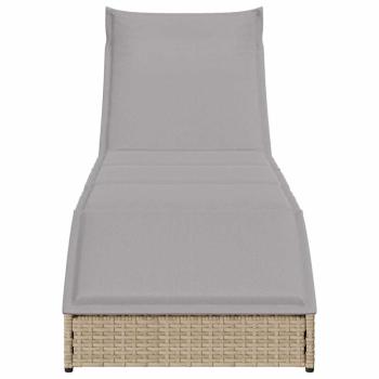 Klappliege mit Auflage und Stauraum Beige Poly-Rattan