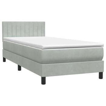 Boxspringbett mit Matratze Hellgrau 90x220 cm Samt