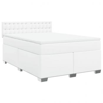 Boxspringbett mit Matratze Weiß 140x190 cm Kunstleder