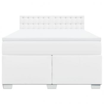 Boxspringbett mit Matratze Weiß 140x190 cm Kunstleder