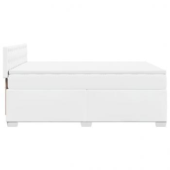 Boxspringbett mit Matratze Weiß 140x190 cm Kunstleder