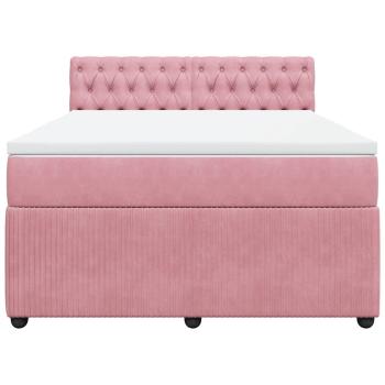 Boxspringbett mit Matratze Rosa 140x190 cm Samt