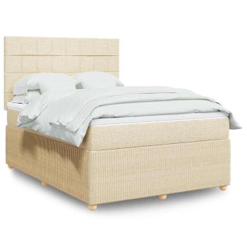 ARDEBO.de - Boxspringbett mit Matratze Creme 140x190 cm Stoff