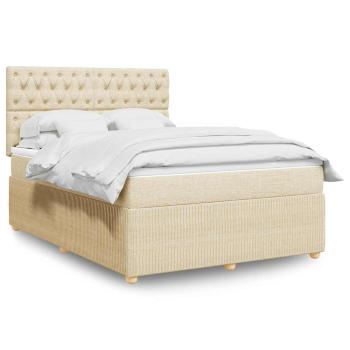ARDEBO.de - Boxspringbett mit Matratze Creme 140x190 cm Stoff