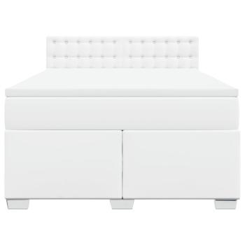 Boxspringbett mit Matratze Weiß 140x190 cm Kunstleder