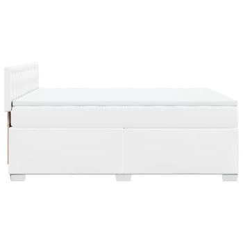 Boxspringbett mit Matratze Weiß 140x190 cm Kunstleder