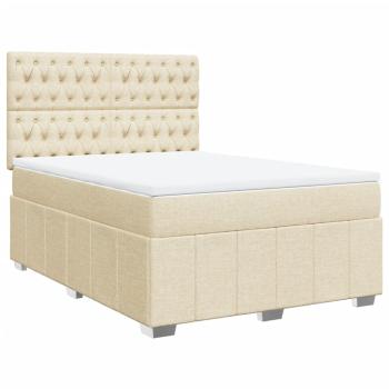 ARDEBO.de - Boxspringbett mit Matratze Creme 140x190 cm Stoff