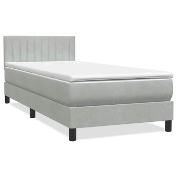 Boxspringbett mit Matratze Hellgrau 90x210 cm Samt