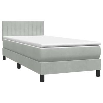 Boxspringbett mit Matratze Hellgrau 90x210 cm Samt