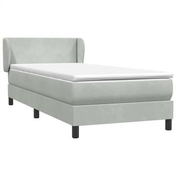 Boxspringbett mit Matratze Hellgrau 90x220 cm Samt