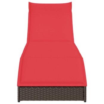 Klappliege mit Auflage und Stauraum Braun Poly-Rattan