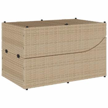Klappliege mit Auflage und Stauraum Beige Poly-Rattan