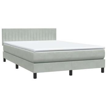 Boxspringbett mit Matratze Hellgrau 160x220 cm Samt