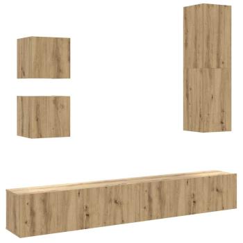 5-tlg. TV-Schrank-Set Wandmontage Artisan-Eiche Holzwerkstoff