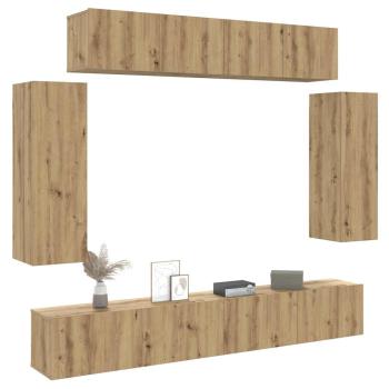 ARDEBO.de - 6-tlg. TV-Schrank-Set Wandmontage Artisan-Eiche Holzwerkstoff
