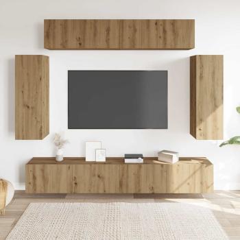 6-tlg. TV-Schrank-Set Wandmontage Artisan-Eiche Holzwerkstoff