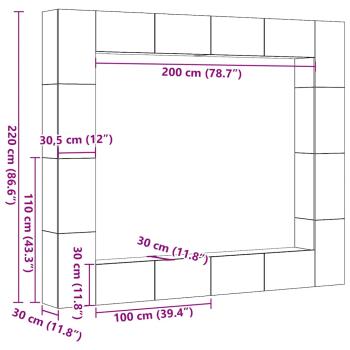 TV-Wandschränke 8 Stk. Artisan-Eiche Holzwerkstoff
