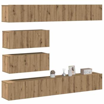 ARDEBO.de - 6-tlg. TV-Schrank-Set Wandmontage Artisan-Eiche Holzwerkstoff