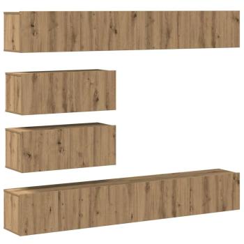 6-tlg. TV-Schrank-Set Wandmontage Artisan-Eiche Holzwerkstoff
