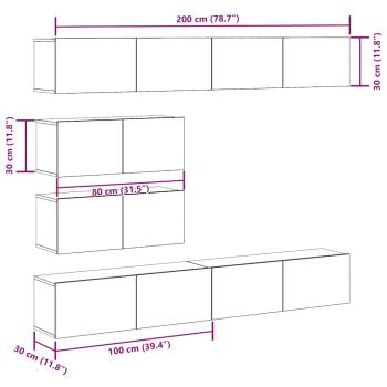 6-tlg. TV-Schrank-Set Wandmontage Artisan-Eiche Holzwerkstoff