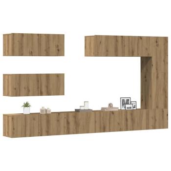 ARDEBO.de - 7-tlg. TV-Schrank-Set Wandmontage Artisan-Eiche Holzwerkstoff