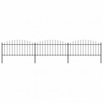 ARDEBO.de - Gartenzaun mit Speerspitzen Stahl (0,5 - 0,75) x 5,1 m Schwarz