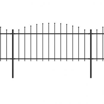 Gartenzaun mit Speerspitzen Stahl (0,5 - 0,75) x 15,3 m Schwarz