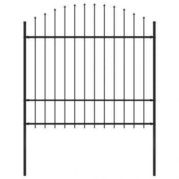 ARDEBO.de - Gartenzaun mit Speerspitzen Stahl (1,5 - 1,75) x 1,7 m Schwarz