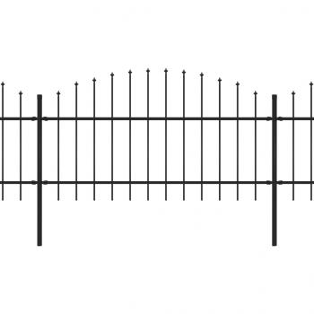 Gartenzaun mit Speerspitzen Stahl (1 - 1,25) x 6,8 m Schwarz