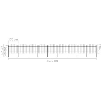 Gartenzaun mit Speerspitzen Stahl (1,5 - 1,75) x 15,3 m Schwarz