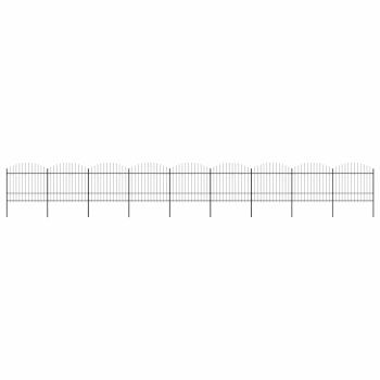 Gartenzaun mit Speerspitzen Stahl (1,5 - 1,75) x 15,3 m Schwarz