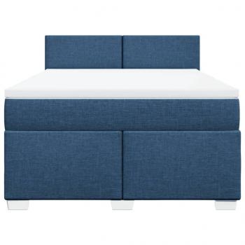 Boxspringbett mit Matratze Blau 140x190 cm Stoff