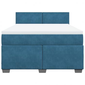 Boxspringbett mit Matratze Blau 140x190 cm Samt