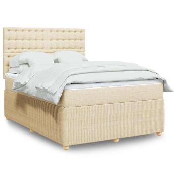 ARDEBO.de - Boxspringbett mit Matratze Creme 140x190 cm Stoff