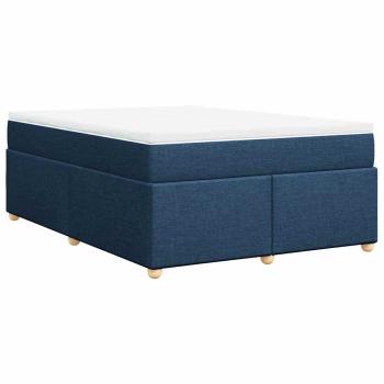 Boxspringbett mit Matratze Blau 140x190 cm Stoff