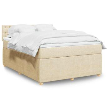 ARDEBO.de - Boxspringbett mit Matratze Creme 140x190 cm Stoff