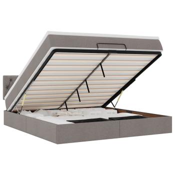Ottoman-Bett mit Matratze & LEDs Taupe 180x200 cm Stoff