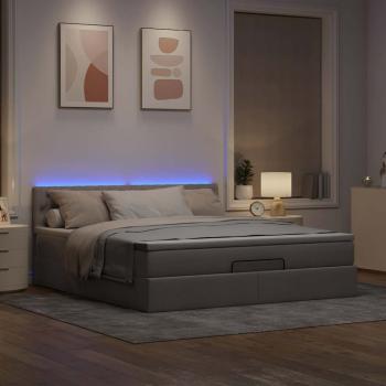 Ottoman-Bett mit Matratze & LEDs Taupe 180x200 cm Stoff
