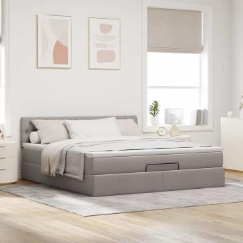 Ottoman-Bett mit Matratze & LEDs Taupe 180x200 cm Stoff